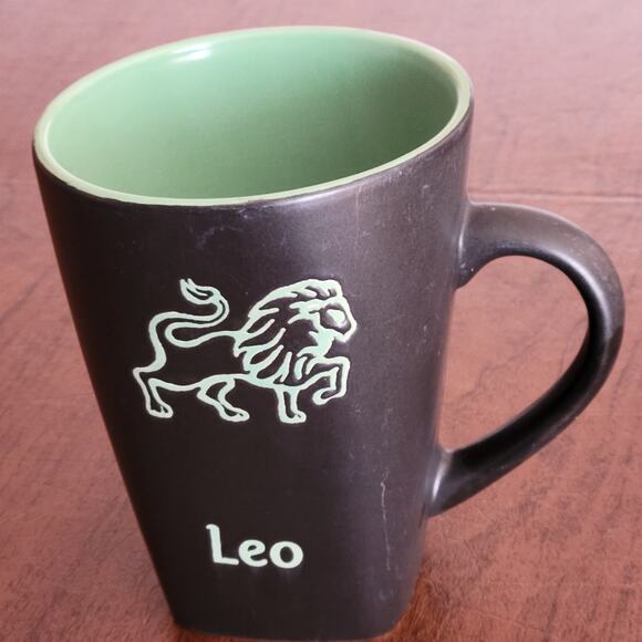 Fisher Stoneware Collectible Astrology Zodiac Mug Coffee Tea Leo Green Lion - Picture 3 of 7